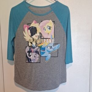 Girl's XL 14/16 Gray and Blue My Little Pony Raglan Tee